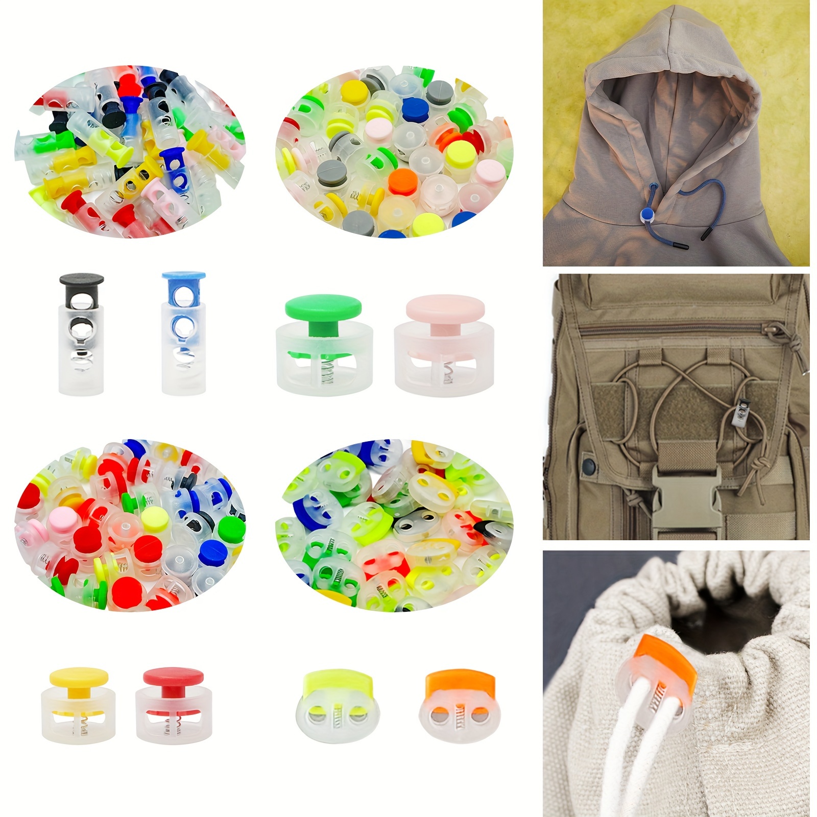 

20pcs Mixed Color Plastic Cord Locks - Spring Toggle Stoppers For Shoelaces, Drawstrings, Paracord & More