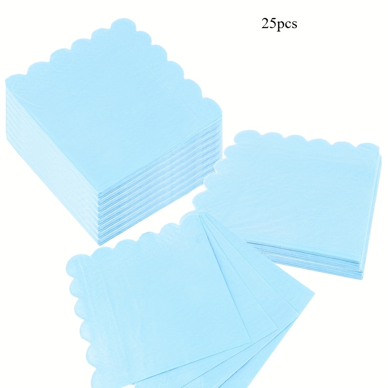 E-shop 25-teiliges Set, 2-lagige gewellte hellblaue Servietten, 33 cm x 33 cm – Ideal für Hochzeiten, Teepartys, Geburtstagsdekorationen, Partyzubehör,