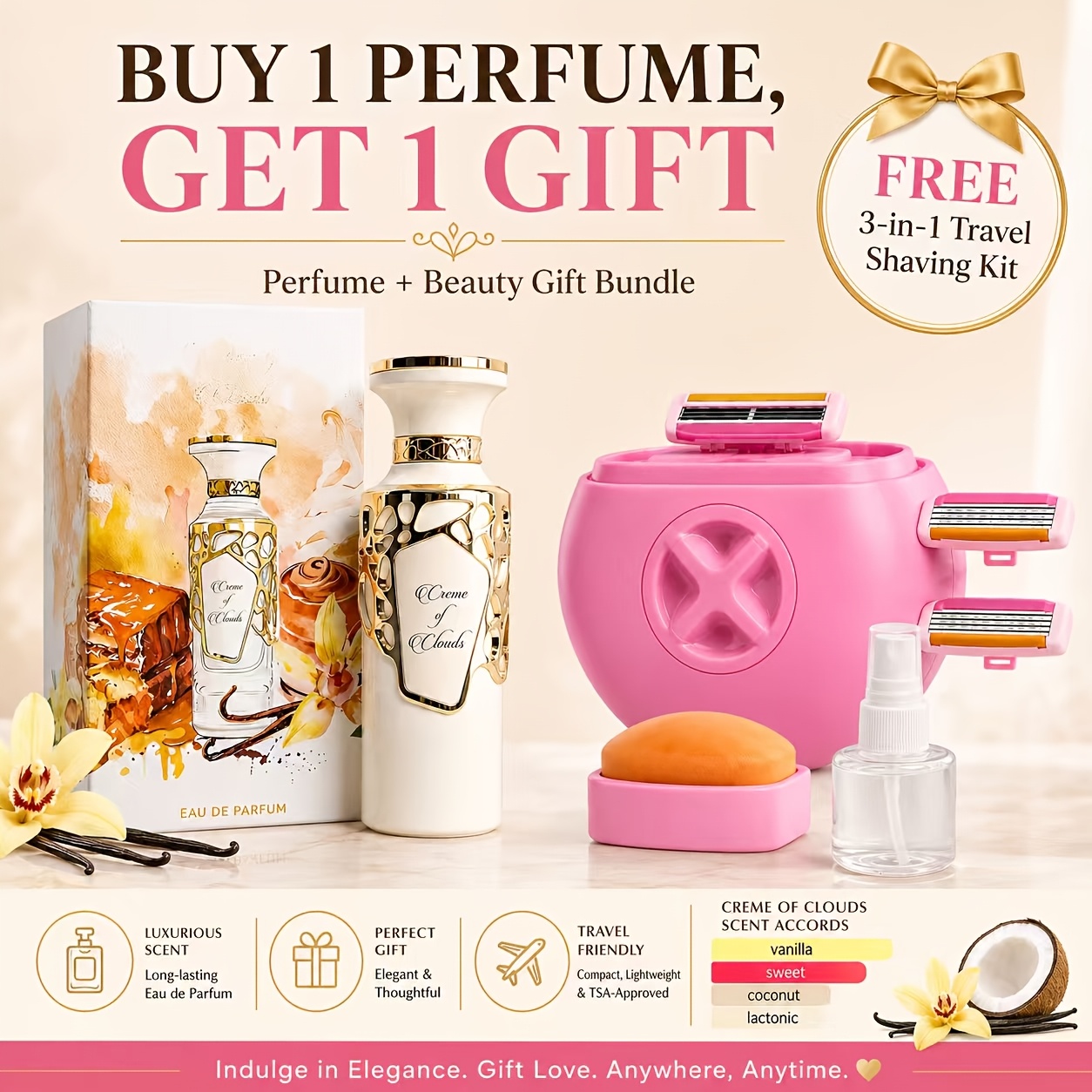 Long-lasting Vanilla Coconut Perfume For Women Men, Sweet Whipped Cream Scent Luxury Decorative Bottle Eau De Parfum Daily Fragrance