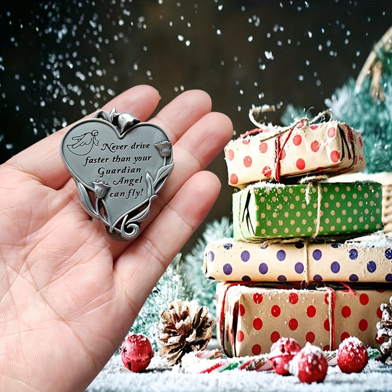 Guardian Angel Car Visor Clip - Engraved Stainless Steel Safe Travels Gift For Drivers, Family, New Drivers