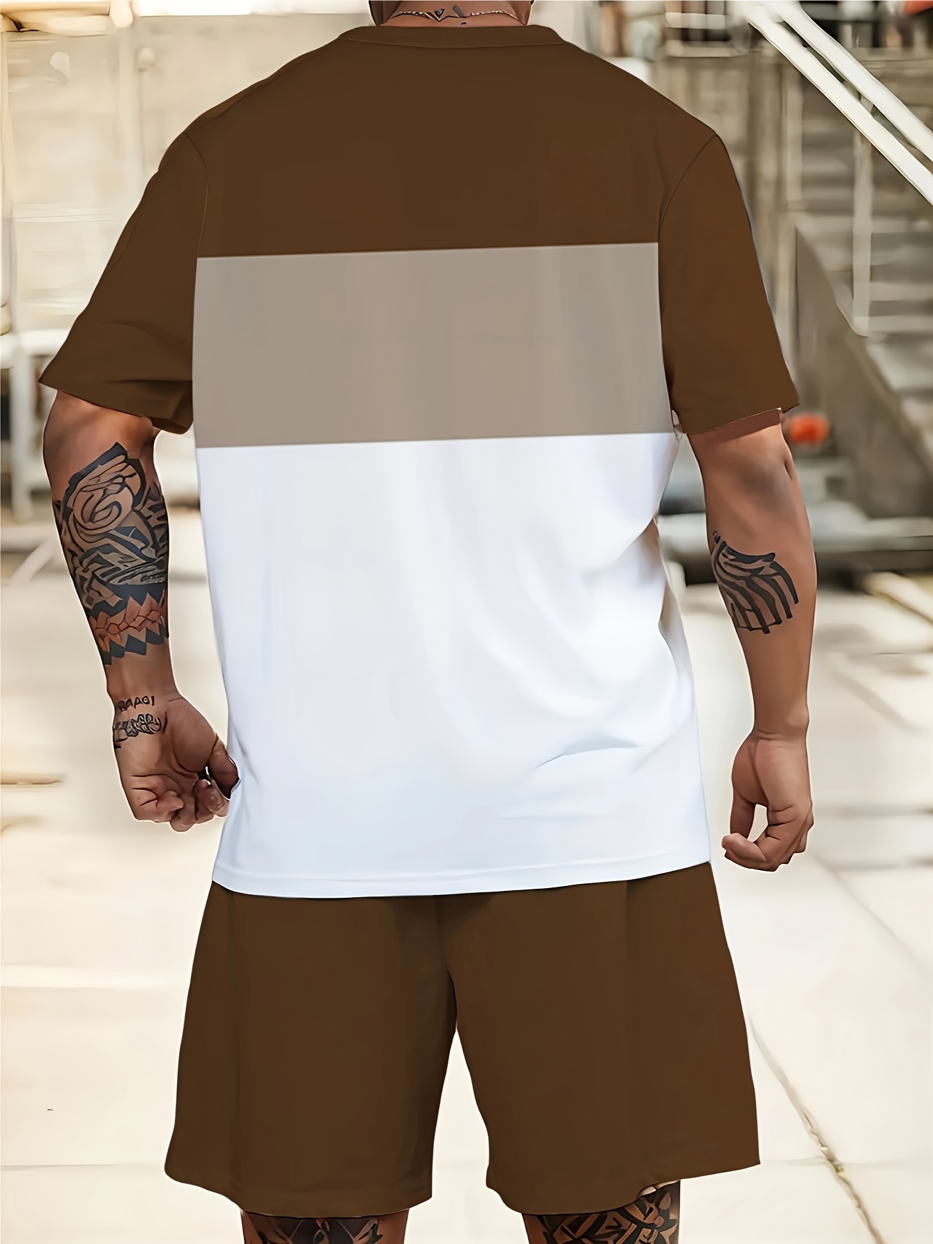 Large Size Men's Two-Piece Suit with Colorful Patterns for Spring and Summer, Sweatshirt and Sweatpants Sports Suit