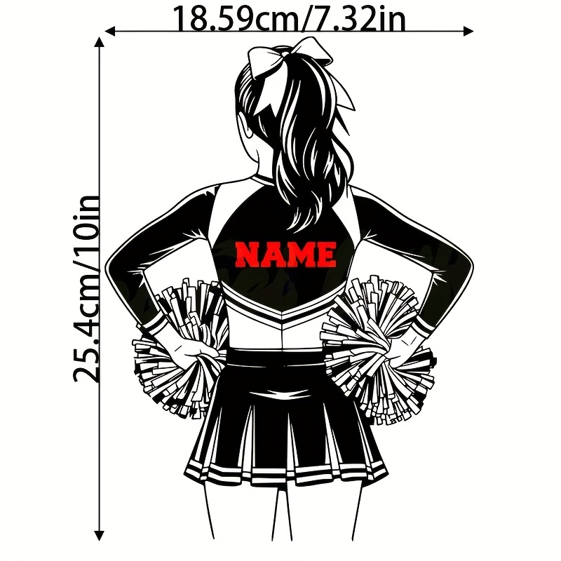 TEMU Custom Name Cheerleader Name Personalized Cheerleader Dtf Heat Transfer Stickers-direct To Film Transfer Dtf For T-shirts, Bags Fabric Decor,