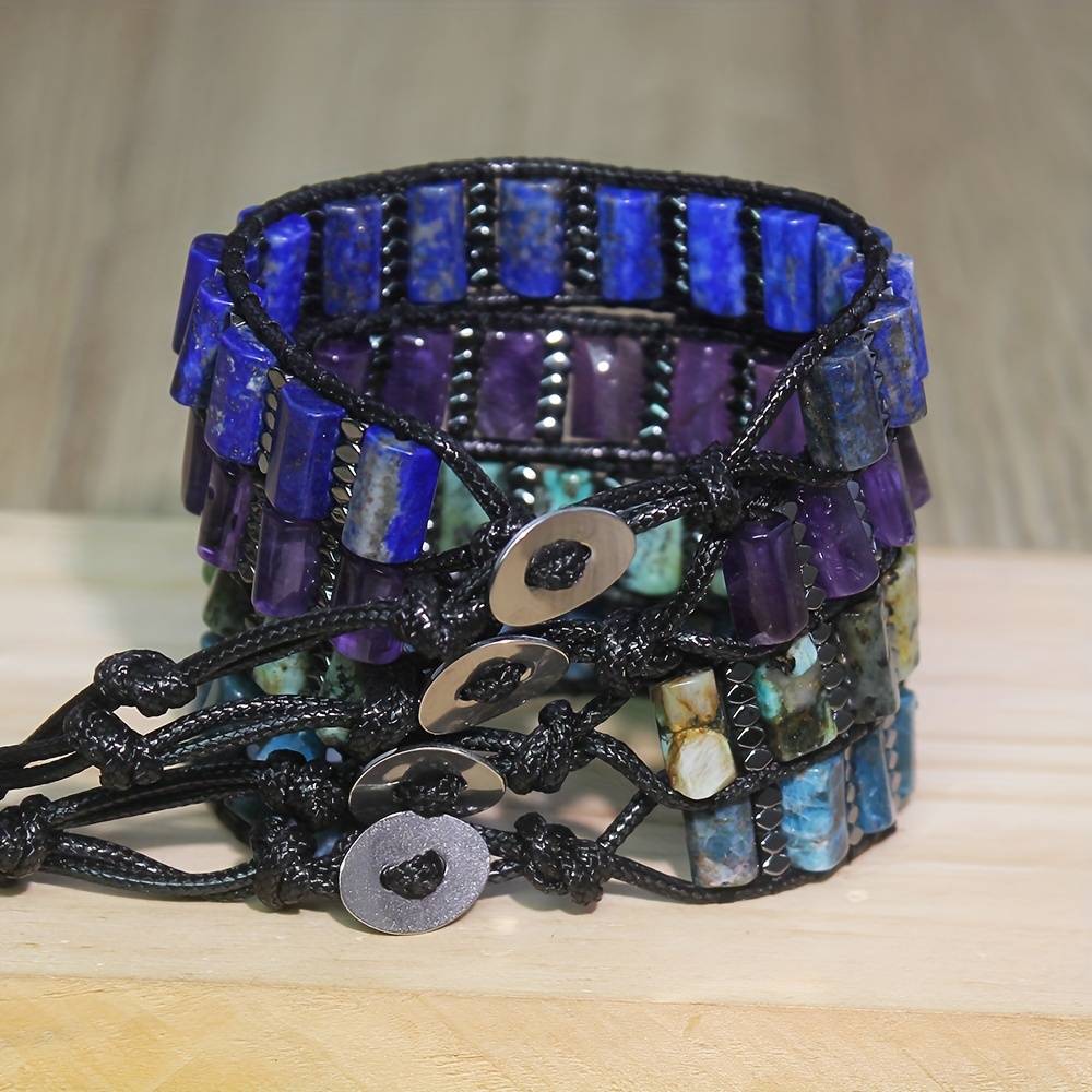 Advanced Men'S Natural Stone African Amethyst Crystal Bracelet