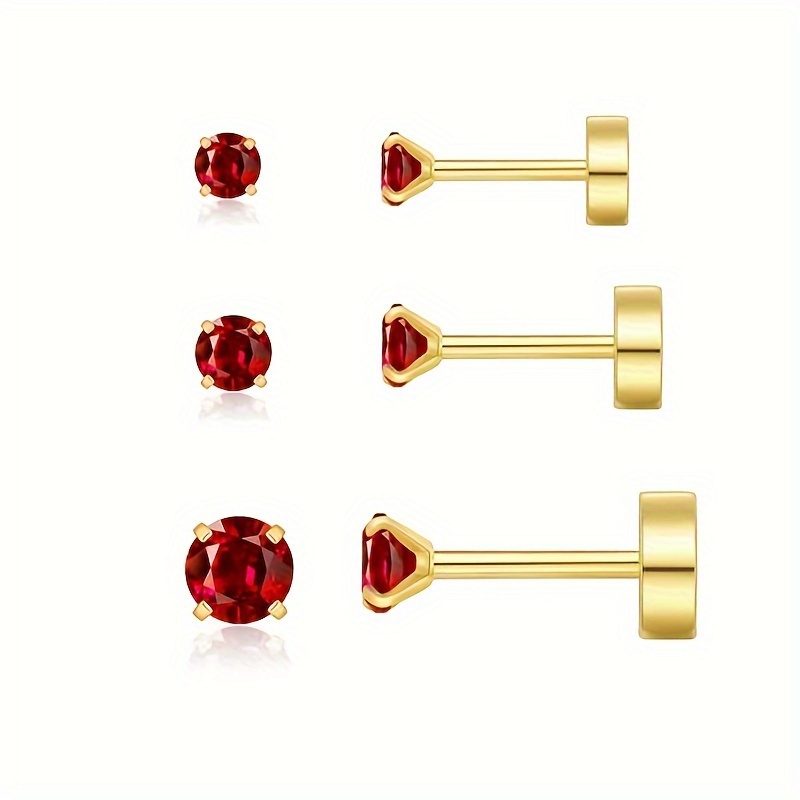 Caflon Piercing-Set - 12 Paar Ohrstecker Mit Geburtssteinen In Vergoldet & Edelstahl