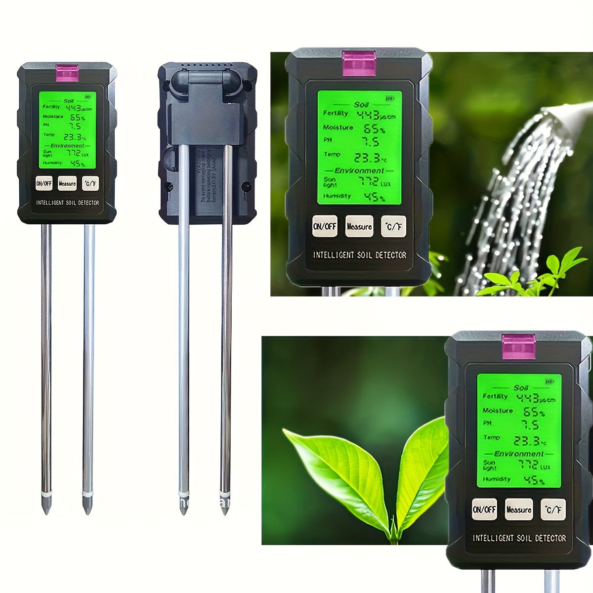 6-in-1 Soil Meter with Digital Display - Measures Temperature, Light, pH, Moisture | Adjustable Height, Battery-Powered, Ideal for Gardening and Farming, Soil Health Checker|Digital Soil Analyzer|Adjustable Height Sensor, Soil Moisture Sensor