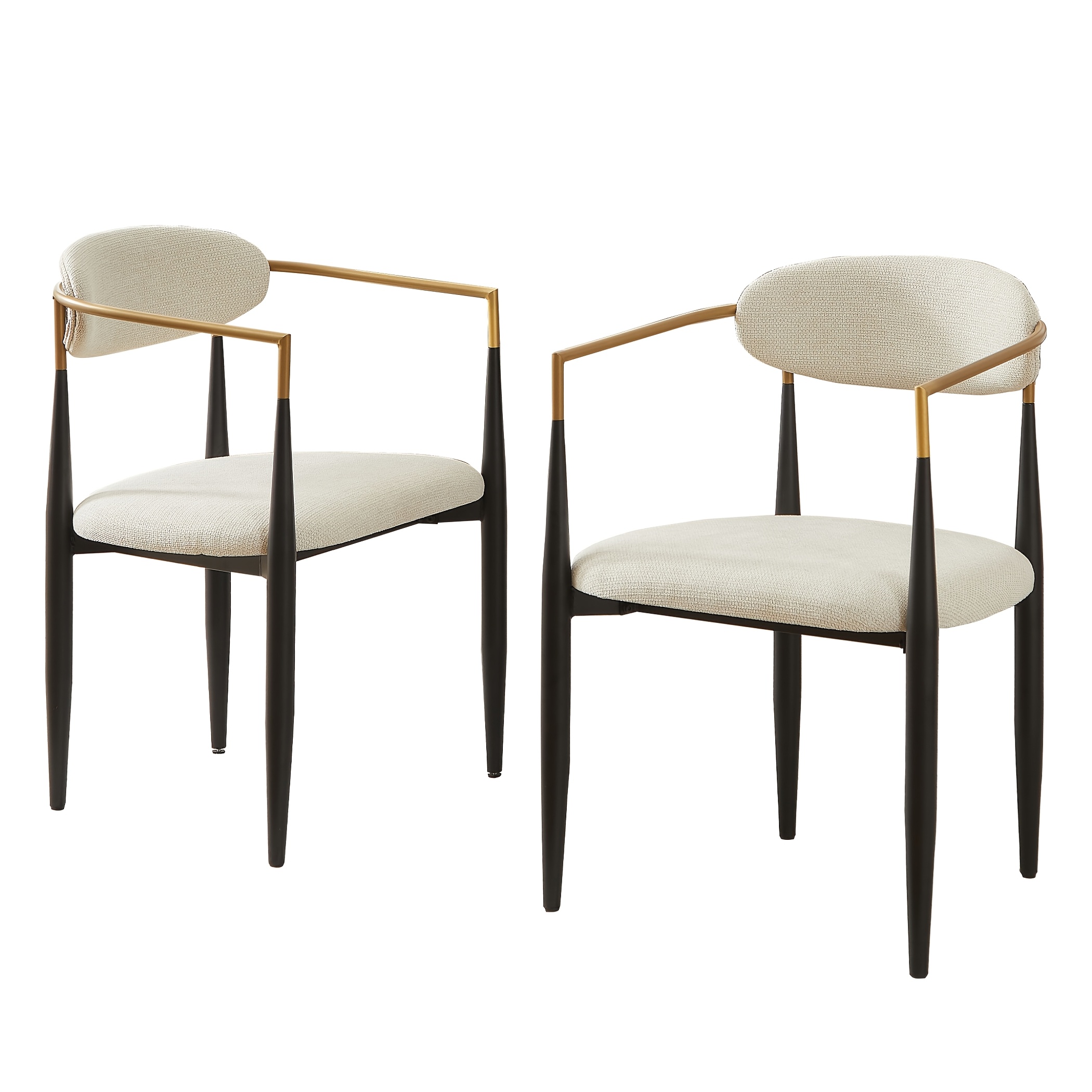 Dining Chair 2pcs Set Kitchen Chair Made Of Metal Frame, With Armrests & Seat Cushions