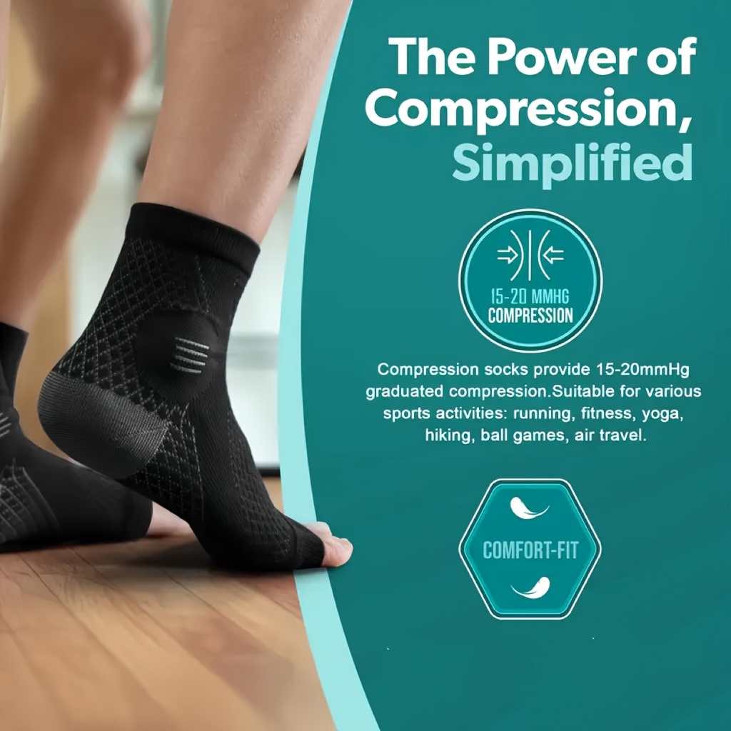 Image of Ankle Support Socks With Arch Support And A Toe-, Suitable For Daily Wear And Outdoor Activities. Features An Elastic For , , And Lightweight Feel. Unisex