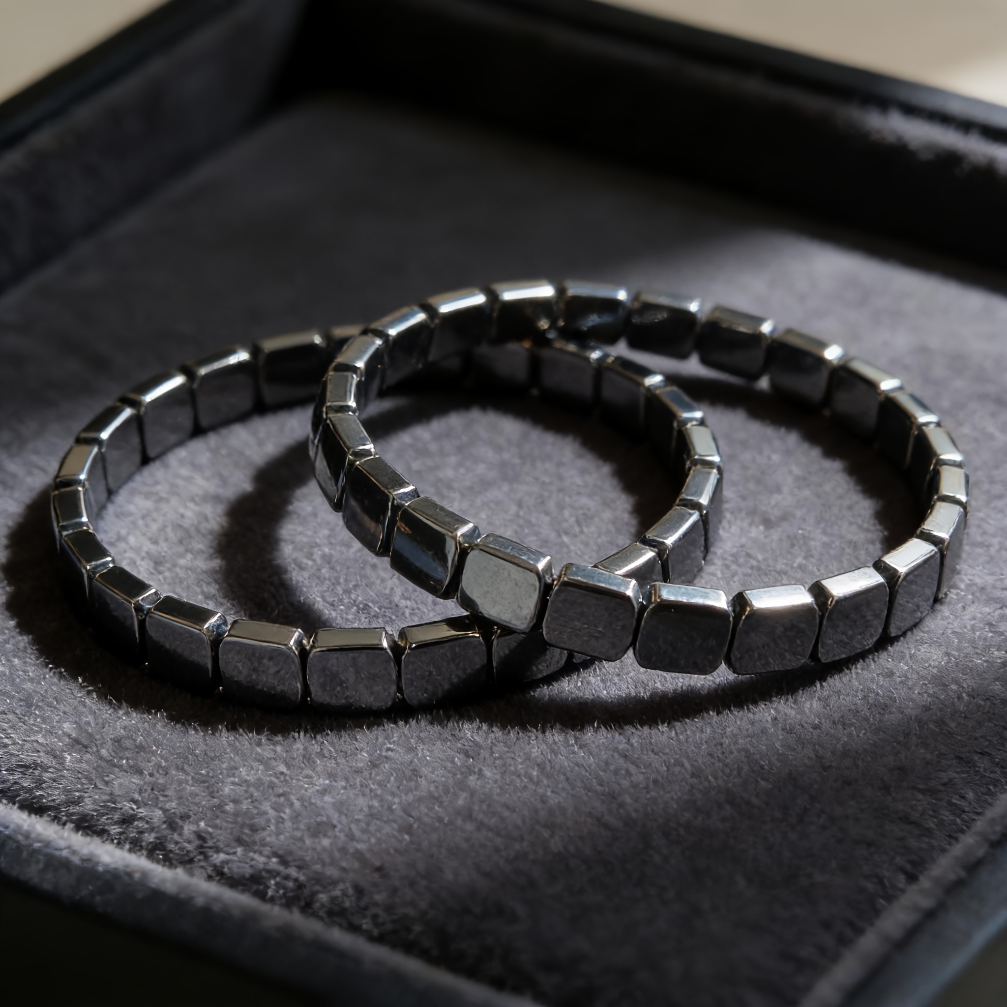 TEMU 3pcs/2pcs Natural Hematite Stretch Bangle Bangle Bracelet, Unisex. Symbolizes The Of Warriors, , Protection, And . When To Couples, It Signifies