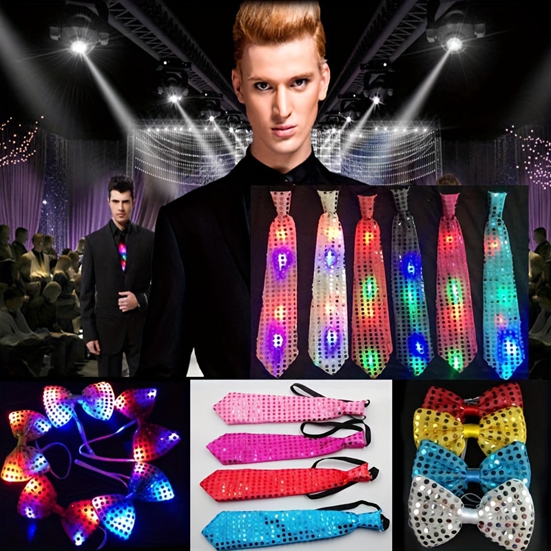 7 Color Lights Led Light Neck Tie Rechargeable Flash Necktie - Temu