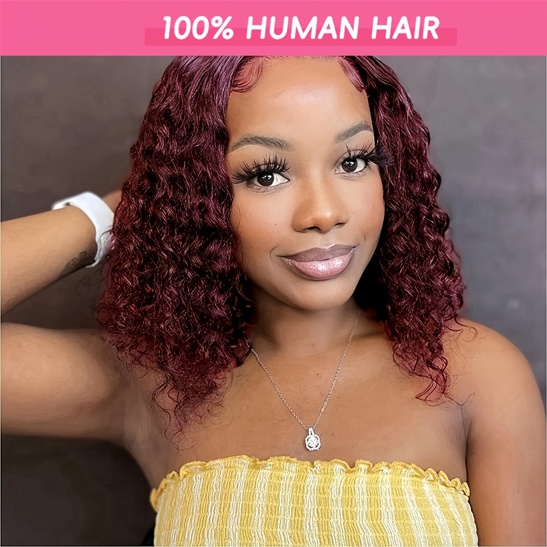 

180 Density Short Bob Wig 99j Transparent 13x4 Lace Front Wig Human Hair Wig Baby Hair Pre- Brazilian Hair Natural Hairline For Women