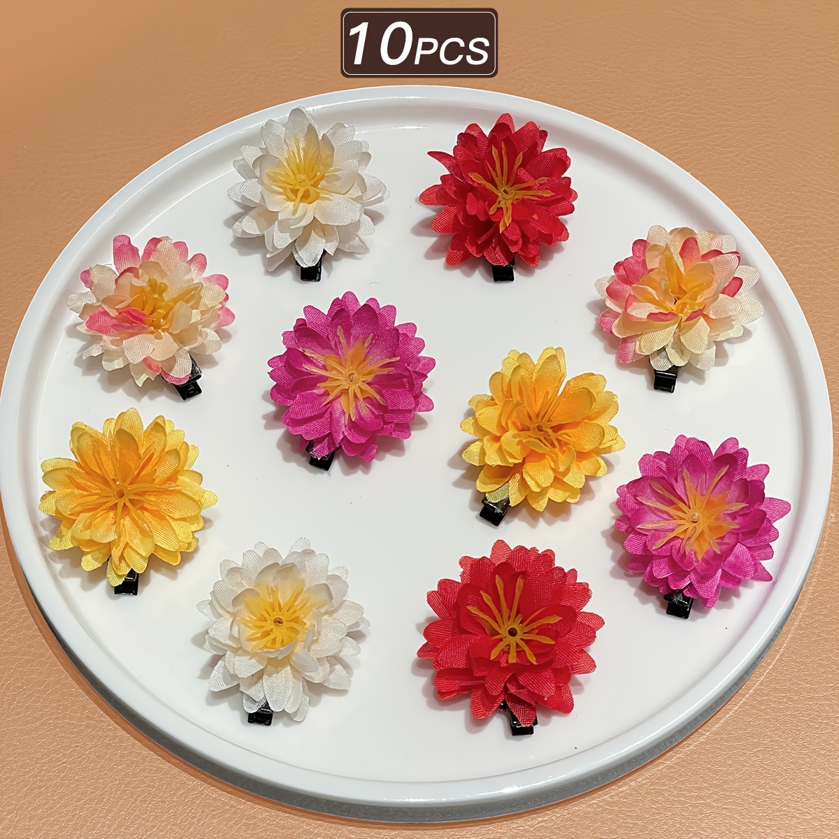 Image of 10pcs Hair Clips, Colorful, Fashionable, Elegant And Cute, Hawaiian Flower Hair Clips, Suitable For Wearing When Taking Photos On Spring And Summer Beach Vacations, Additions