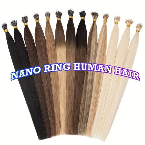35g 50pcs nano rings beads human hair extensions 0 7g strand pre bonded straight micro links womens hairpiece natural hair material blonde