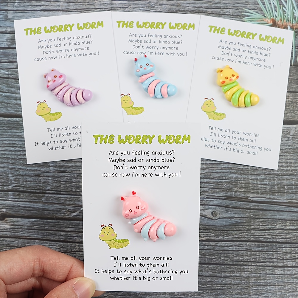 

4pcs Worry Worm Pocket Hugs - Cute , Perfect Gift To Show & Listen To Their Worries, Me All Your Worries, To 's Bothering You