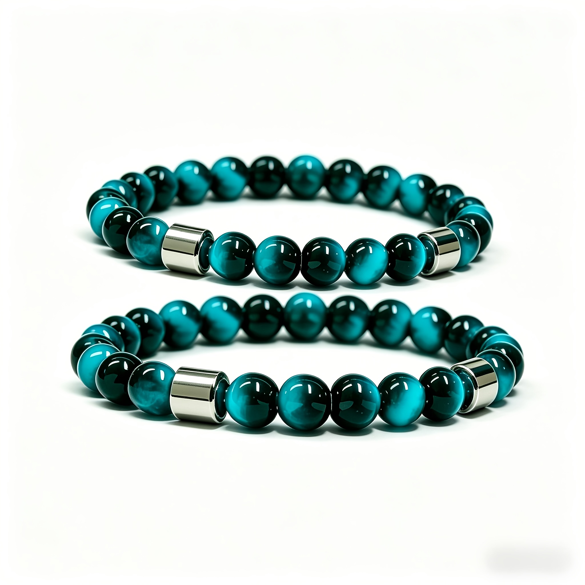 TEMU 2pcs/1pc Lake 's Eye With Natural Black Howlite Bracelet, Stylish Design. Symbolizes Protection + . Suitable For Men/women, An Ideal Gift For ,