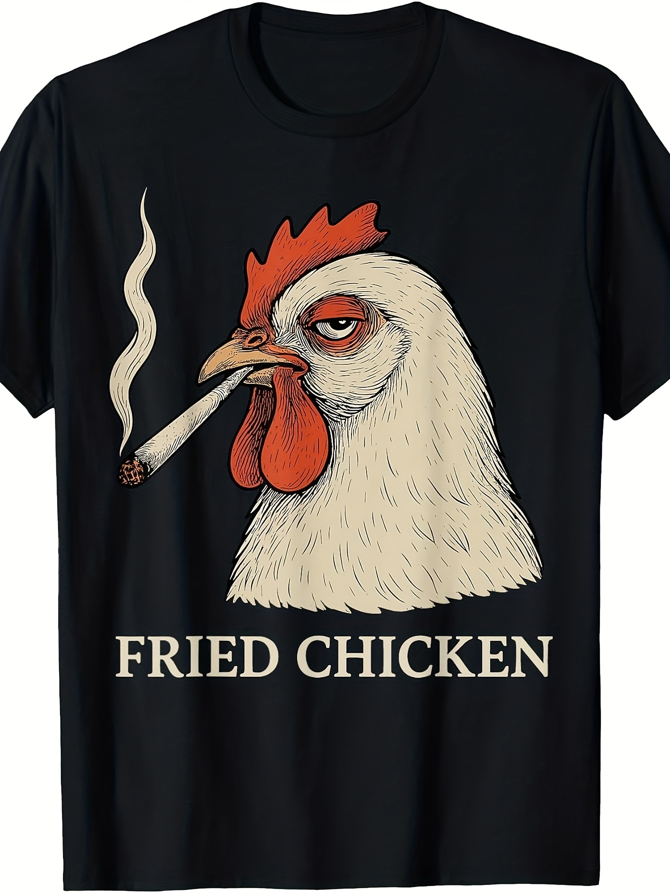 Men'S Funny for 420 T-Shirt - Smoking Fried Chicken Joint Graphic & Culture Tee | Crew Neck Short Sleeve Casual Shirt with Cartoon Rooster Design for 420 Parties Casual Attire & Social Gatherings - Same Style for Men and Women 2026 Summer Short-Slee