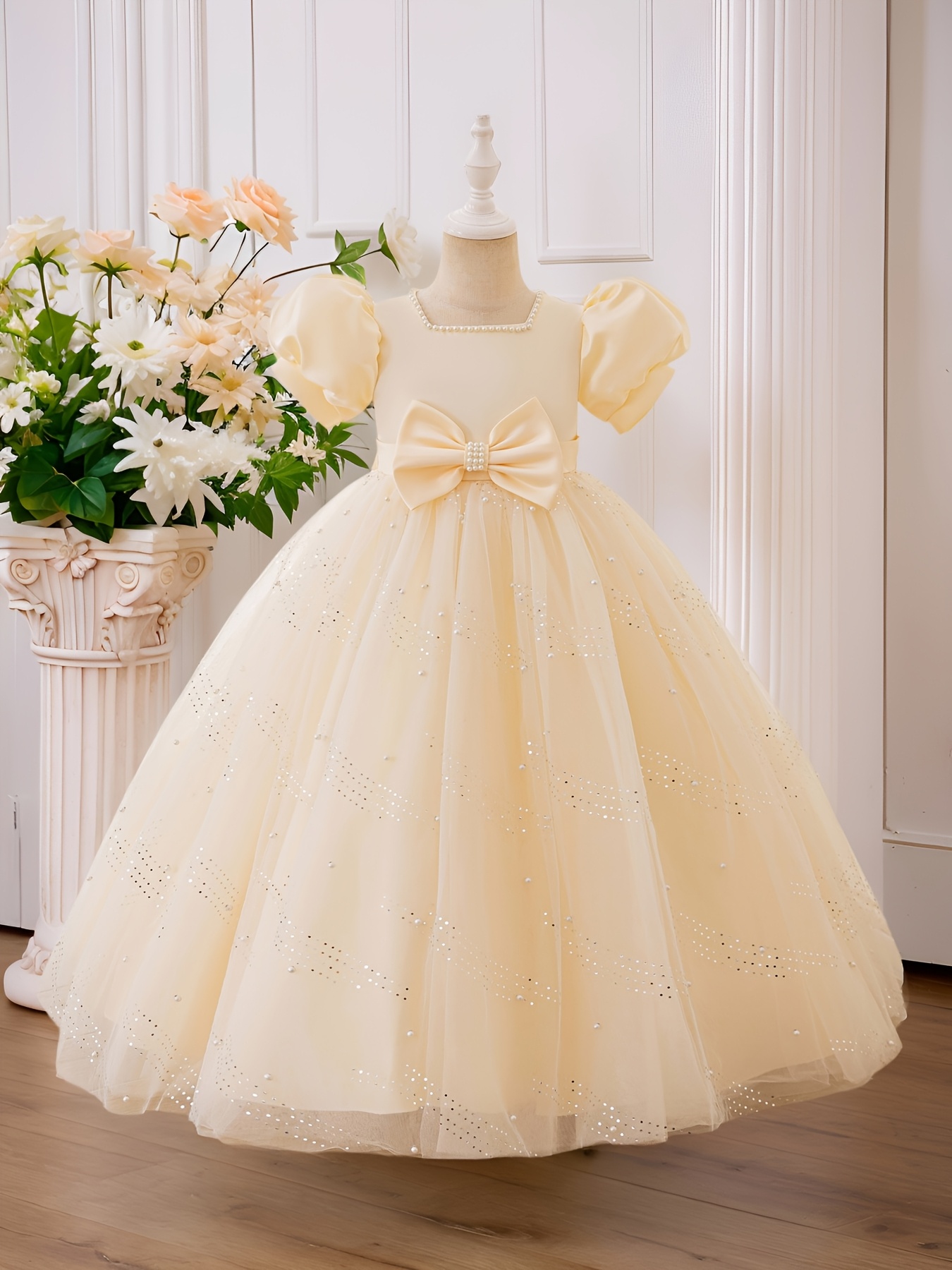 chinese dress ladies Tween Girls' Extra-Long Sleeves Graphic Sequin Party Dress – Elonnashop main image 0