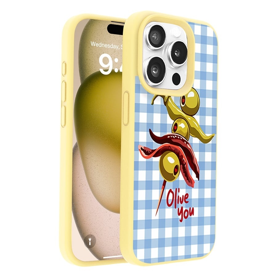 Image of Phone Case: Olive Gingham Graphic Phone Case For Iphone Pro Art Shockproof Tpu Cover With Fun Pattern Ideal Gift For Food Art Enthusiasts And Style Fans Perfect For Birthday Or Holiday