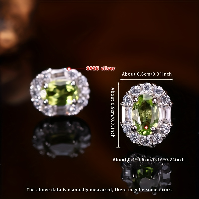 TEMU [gift Box] A Pair Of Gemstone Earrings S925 Peridot Earrings Suitable For Daily Dating, Work, Parties, Wedding Additions, Souvenirs Exquisite