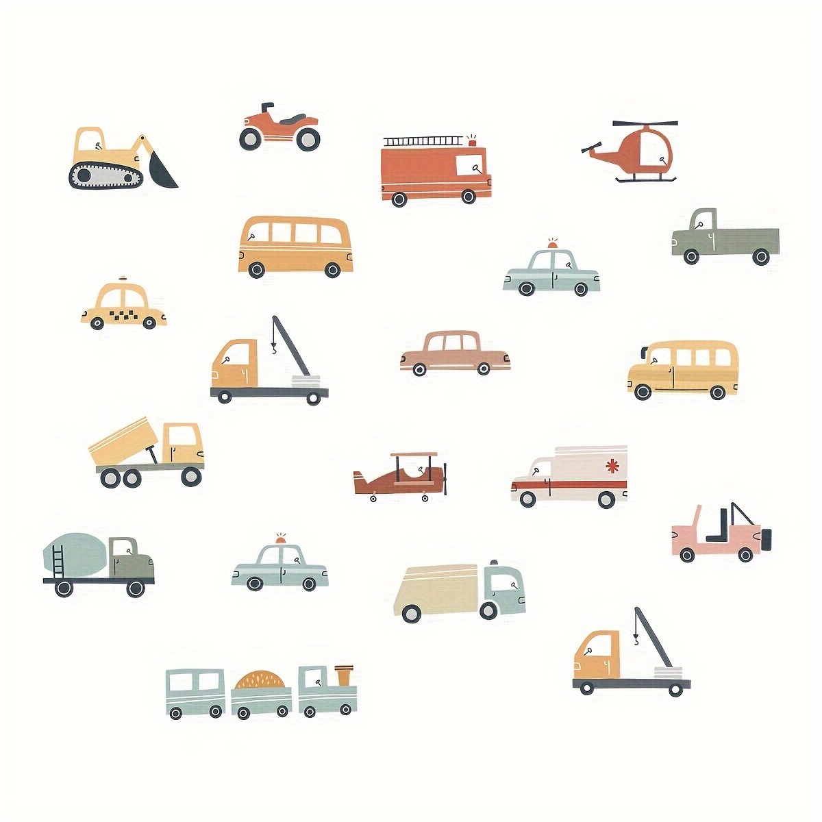 Engineering-themed Vinyl Wall Decals - Removable & Reusable Stickers For Bedroom, Living Room, And Office Decor - Featuring Forklifts, Trailers, Excavators