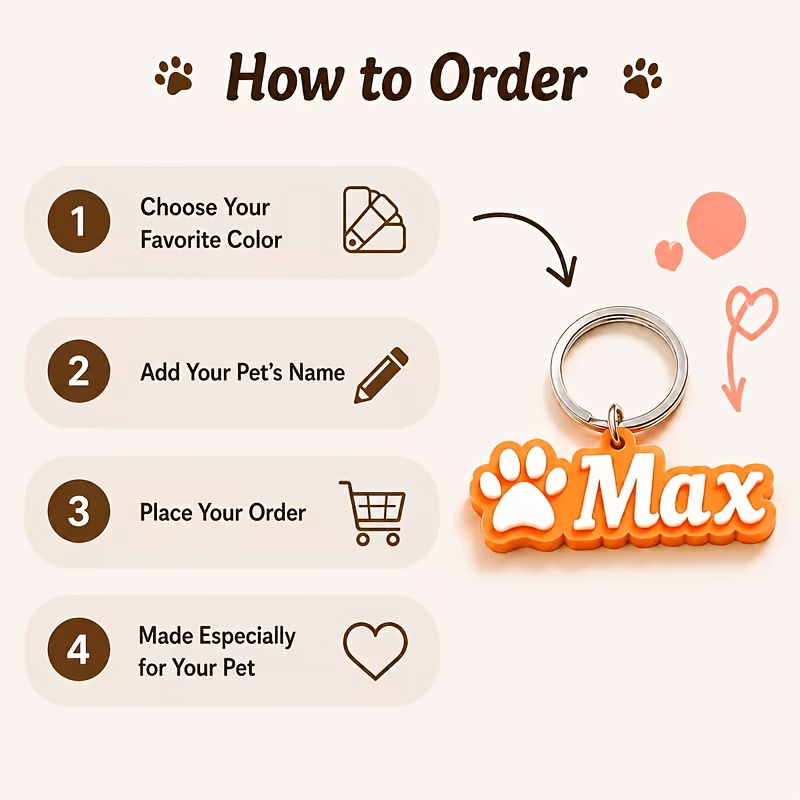 Personalized Acrylic Pet ID Tag with Paw Print Design