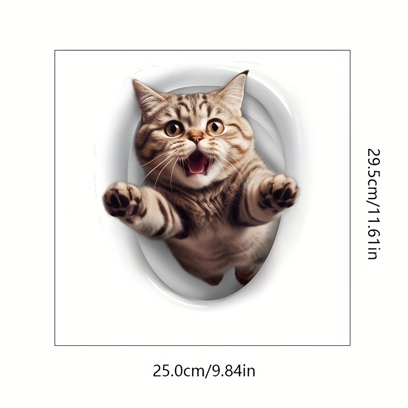 1pc, Prank Toilet Seat Stickers, Popping Out Cat Toilet Seat Stickers, Toilet Stickers, Very Funny And Cute