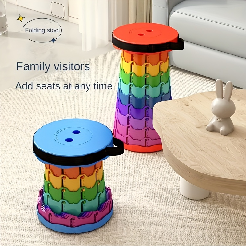 TEMU Ultralight Portable Telescopic Folding Stool - Height Adjustable For Outdoor Travel, Hiking, Camping And - Colorful