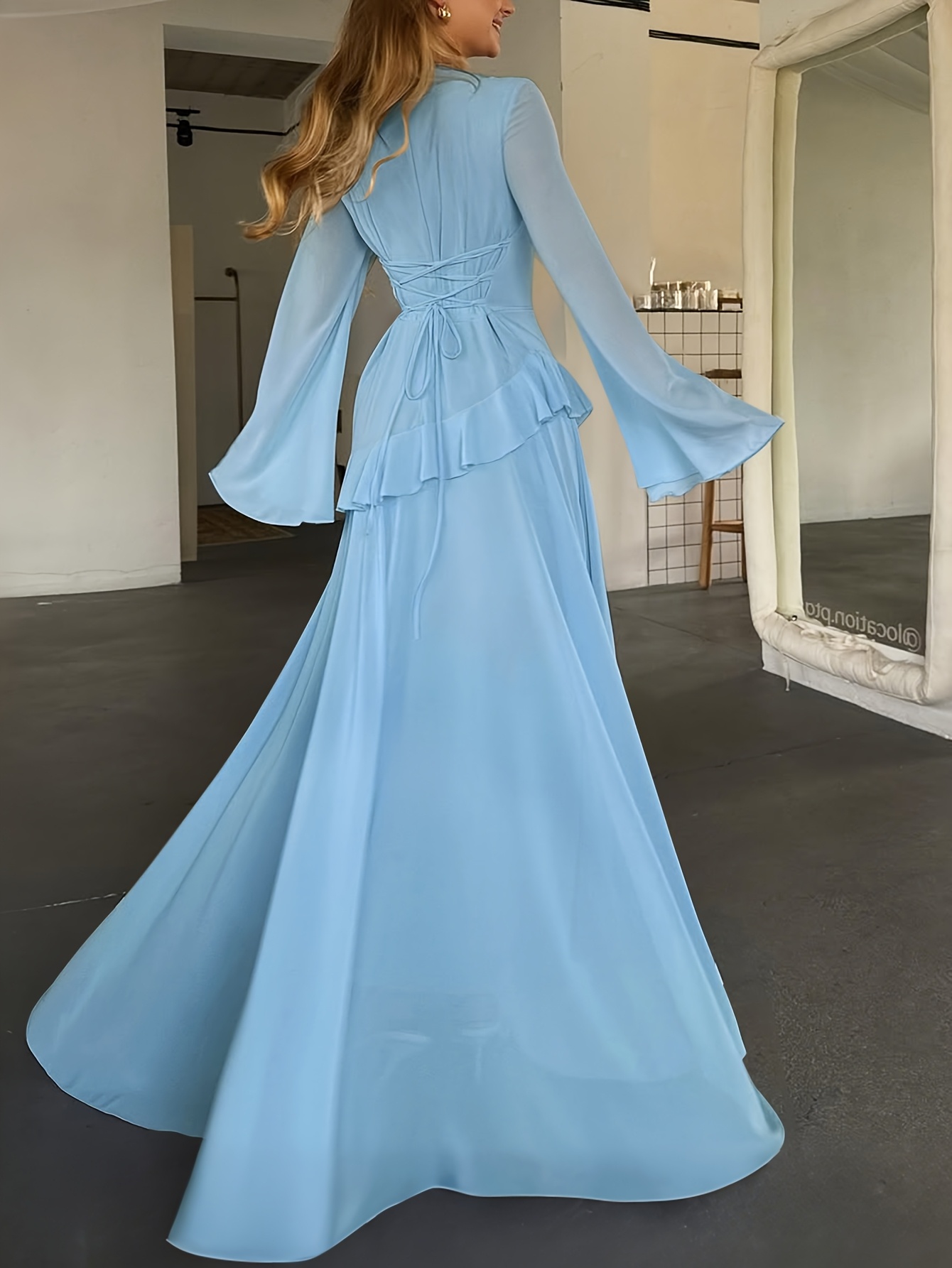 princess polly baby blue dress Calvin Klein Women's Plus Size Tiered Bell Sleeve Dress – Biggybargains main image 1