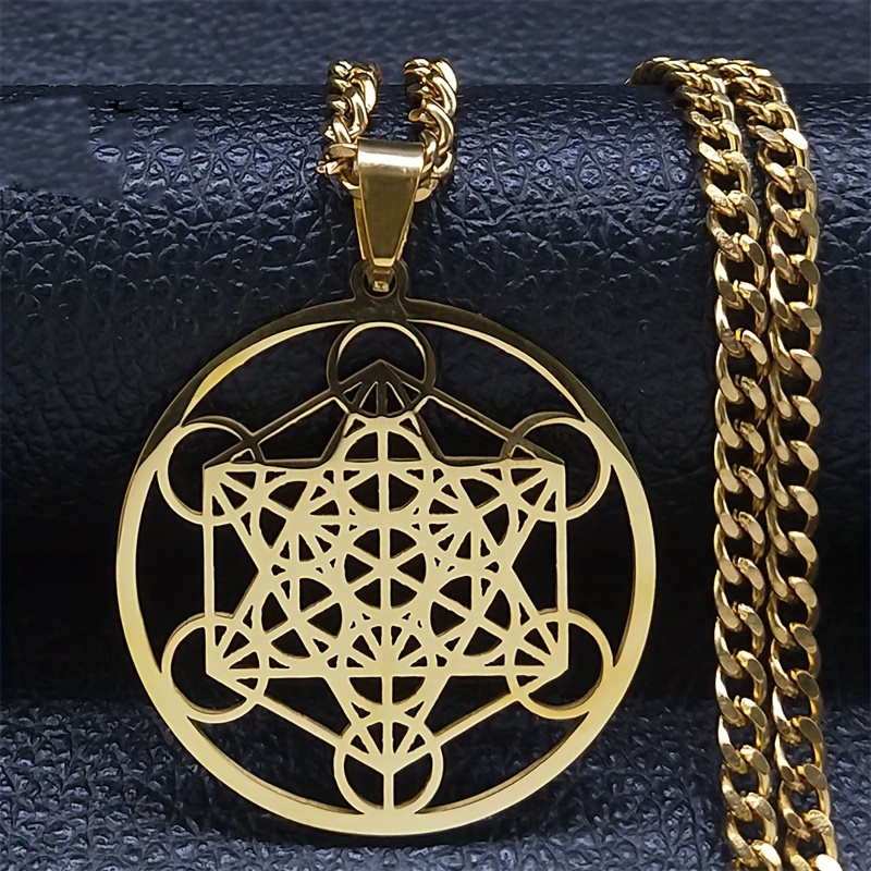 

Stainless Steel Flower Of Life Chakra Sacred Metatron Necklace Pendant For Men And Women Solomon Amulet Jewelry