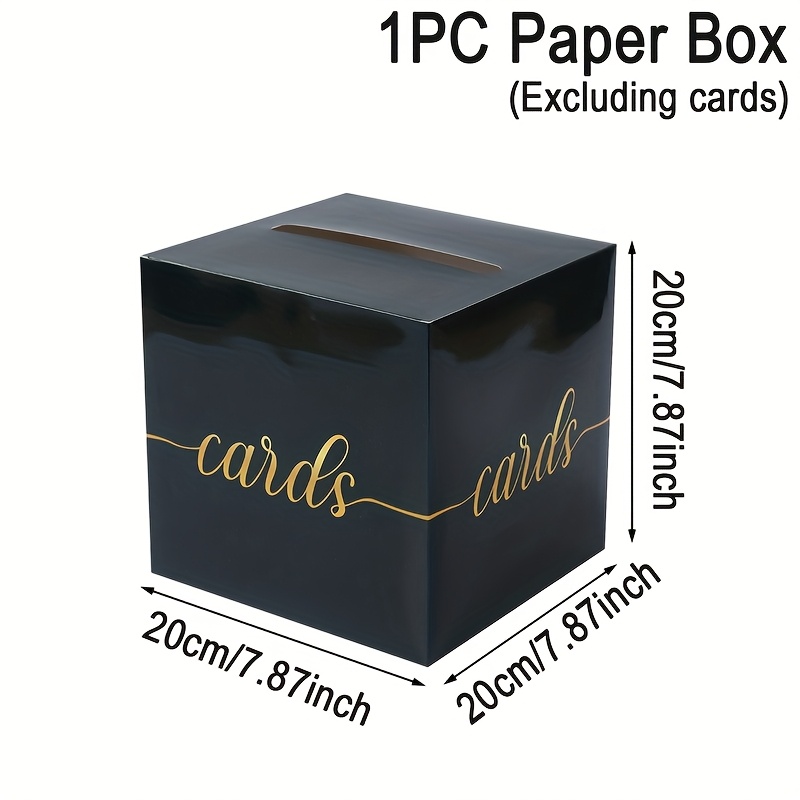 E-shop ., Schwarze goldene Hochzeitskartenbox, 20 cm, Hochzeitsgeld-Umschlag-Kartenbox, Hochzeitsbraut-Partydekoration, Happy Birthday Party Zubehör,