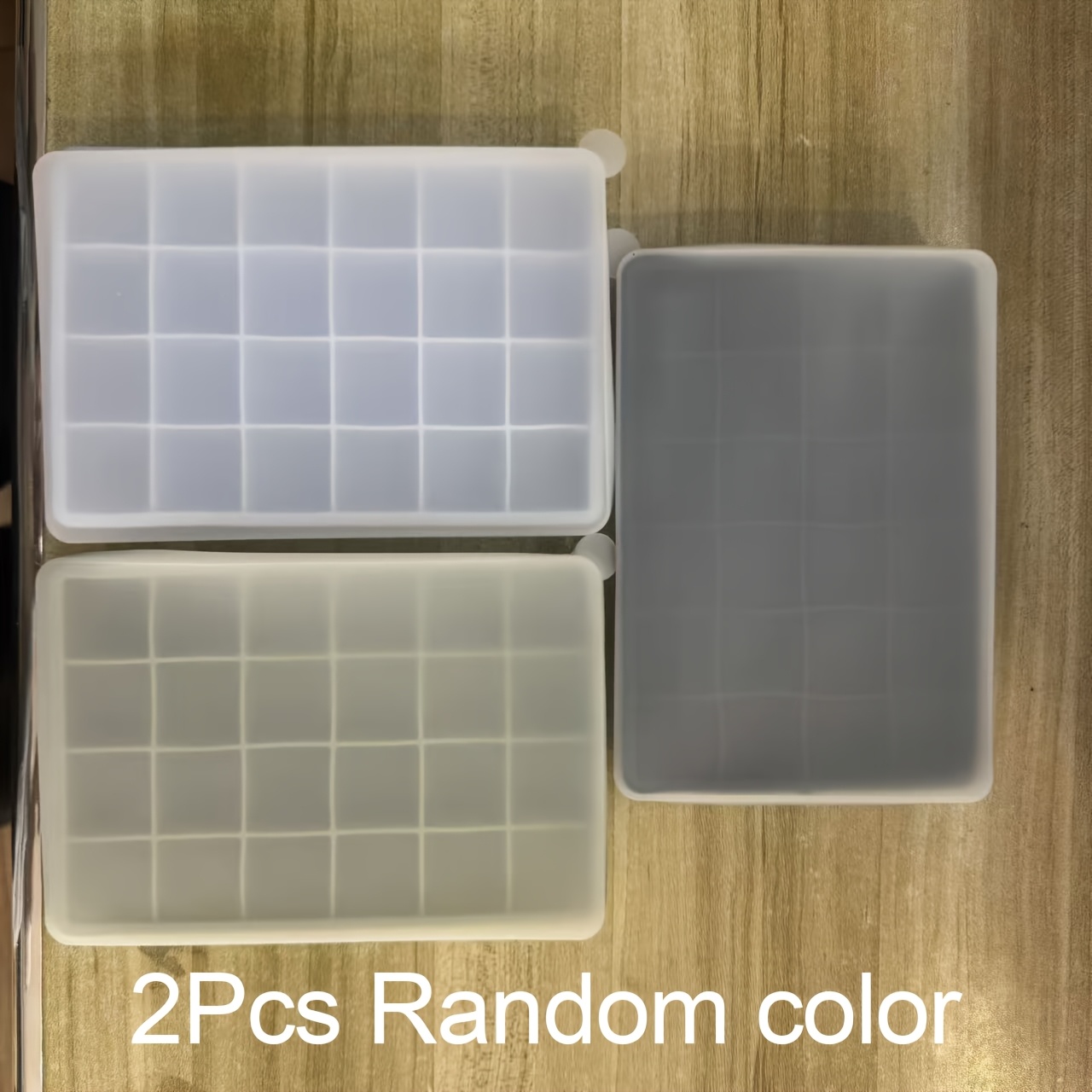 2pcs Mini Food-grade Silicone Ice Tray Mold With Cover For Freezer, Random Colors, 24 Grids, Uncharged Easy