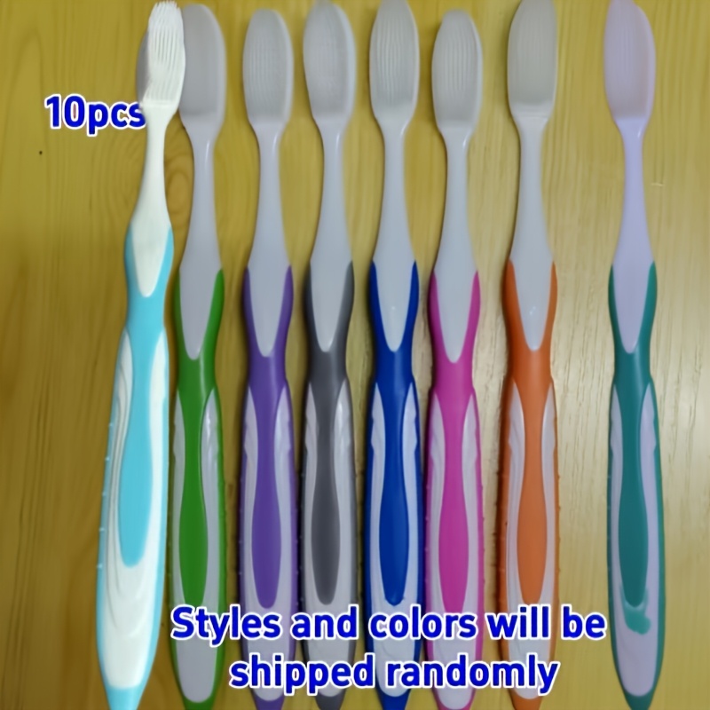 10-pack Random Color Toothbrushes For Adults, Soft Bristle Toothbrushes Filament Brush Heads, Individually Packaged For Teeth Cleaning