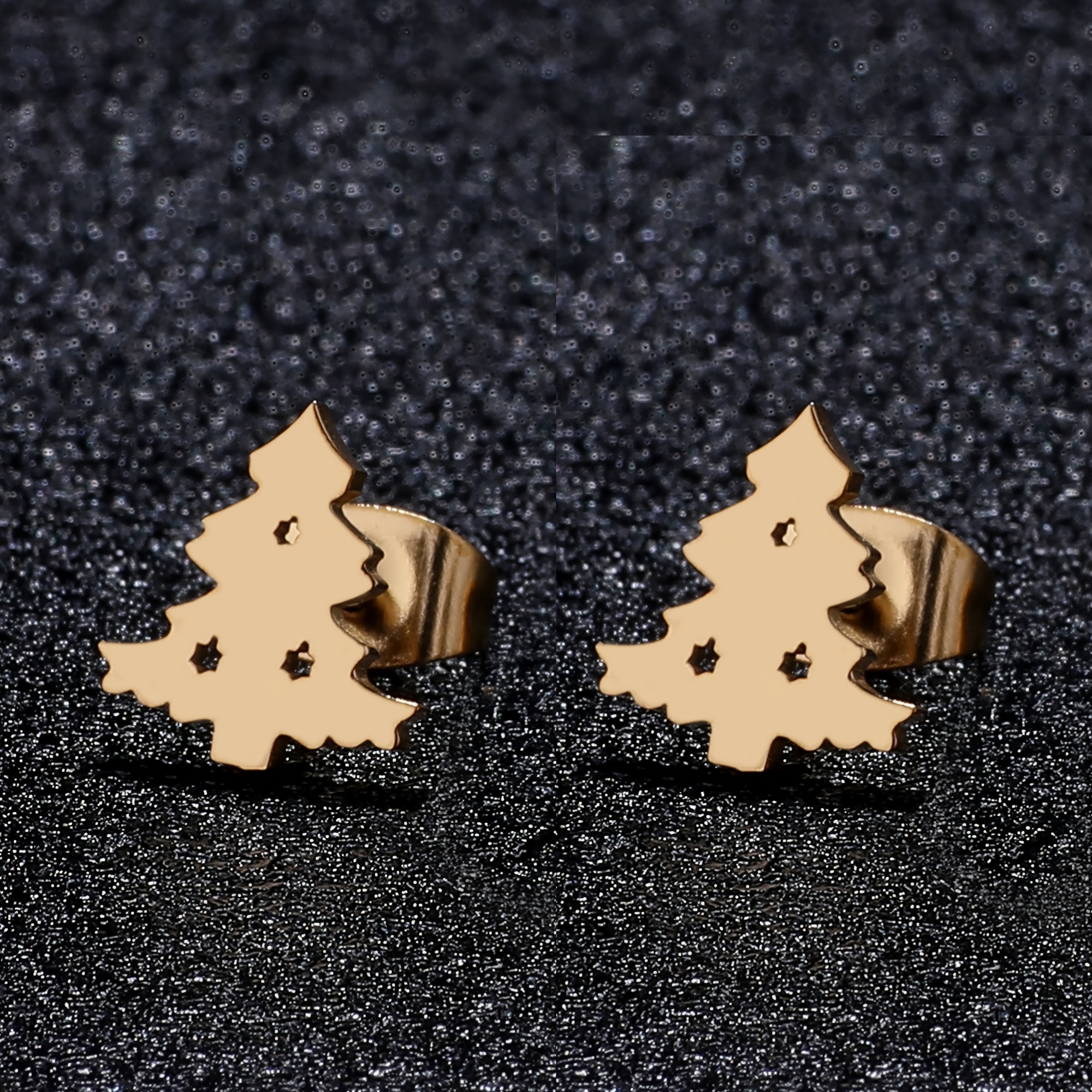 TEMU 316l Stainless Steel Stud Earrings, Christmas Tree Earrings, Suitable For Women's Stud Earrings, 18k Gold Plated
