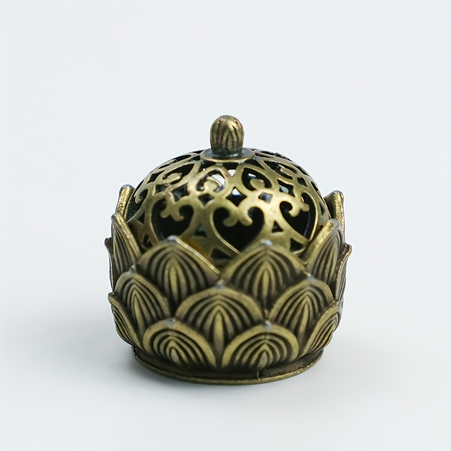Hollow Lotus Incense Holder, Alloy Incense Holder, Zen Incense Supplies, Household Incense Holder, With Small Incense Sticks, Meditation Decorative Gifts