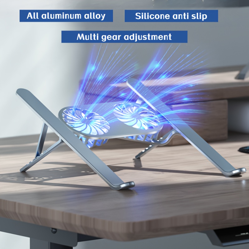 multifunctional laptop cooling stand with 2 fans portable ultra thin usb heat dissipation holder for laptops and tablets adjustable storage design for office home use details 6