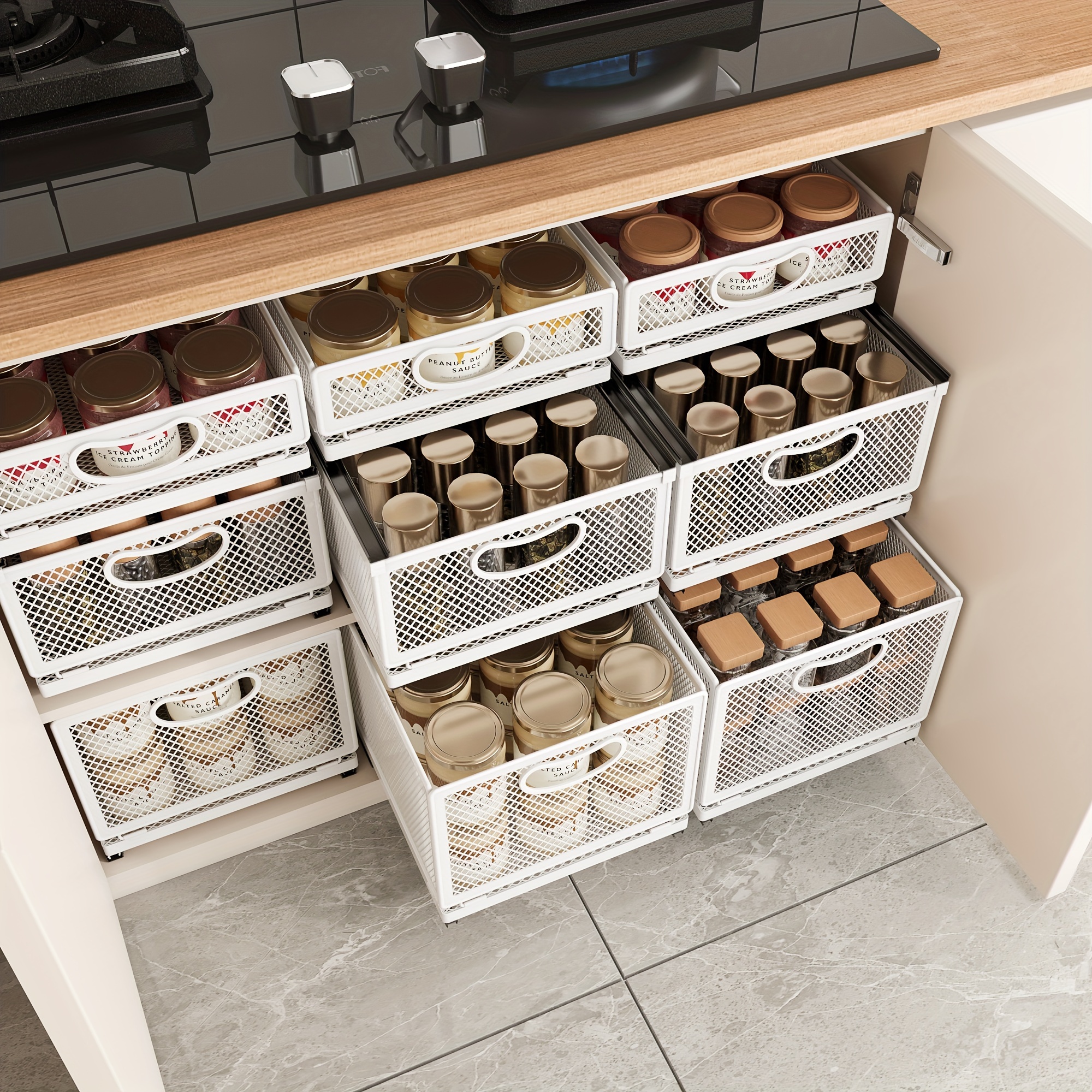 Portaspezie Estraibile HOLDN' STORAGE, Larghezza 10,3 Cm, Profondità 26,3 Cm, Metallo Cromato, Organizzatore Per Armadietto