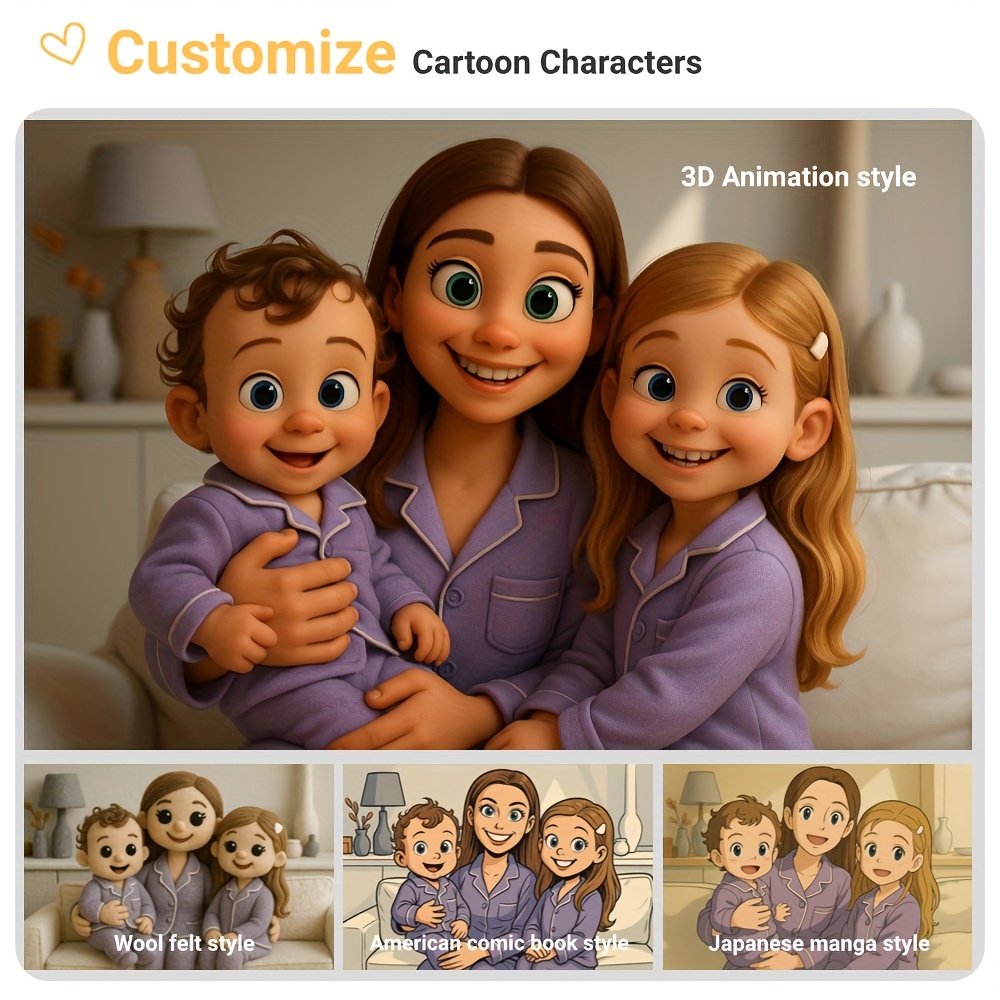 Gepersonaliseerde Cartoon-* Portretfoto - 6-Inch Custom Foto, Perfect voor  Koppels, Huisdieren en Familiegeheugen - een Ideaal Cadeau voor  Verjaardagen, Moederdag, Jubilea en Valentijnsdag, waardoor ..., image size:1000x1000