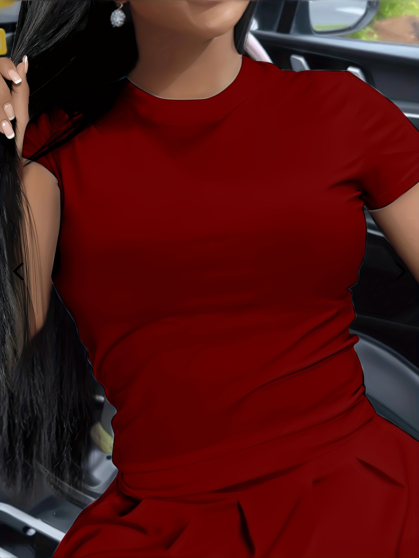 Solid Color Crew Neck T-Shirt, Casual Short Sleeve Top For Spring & Summer, Women's Clothing