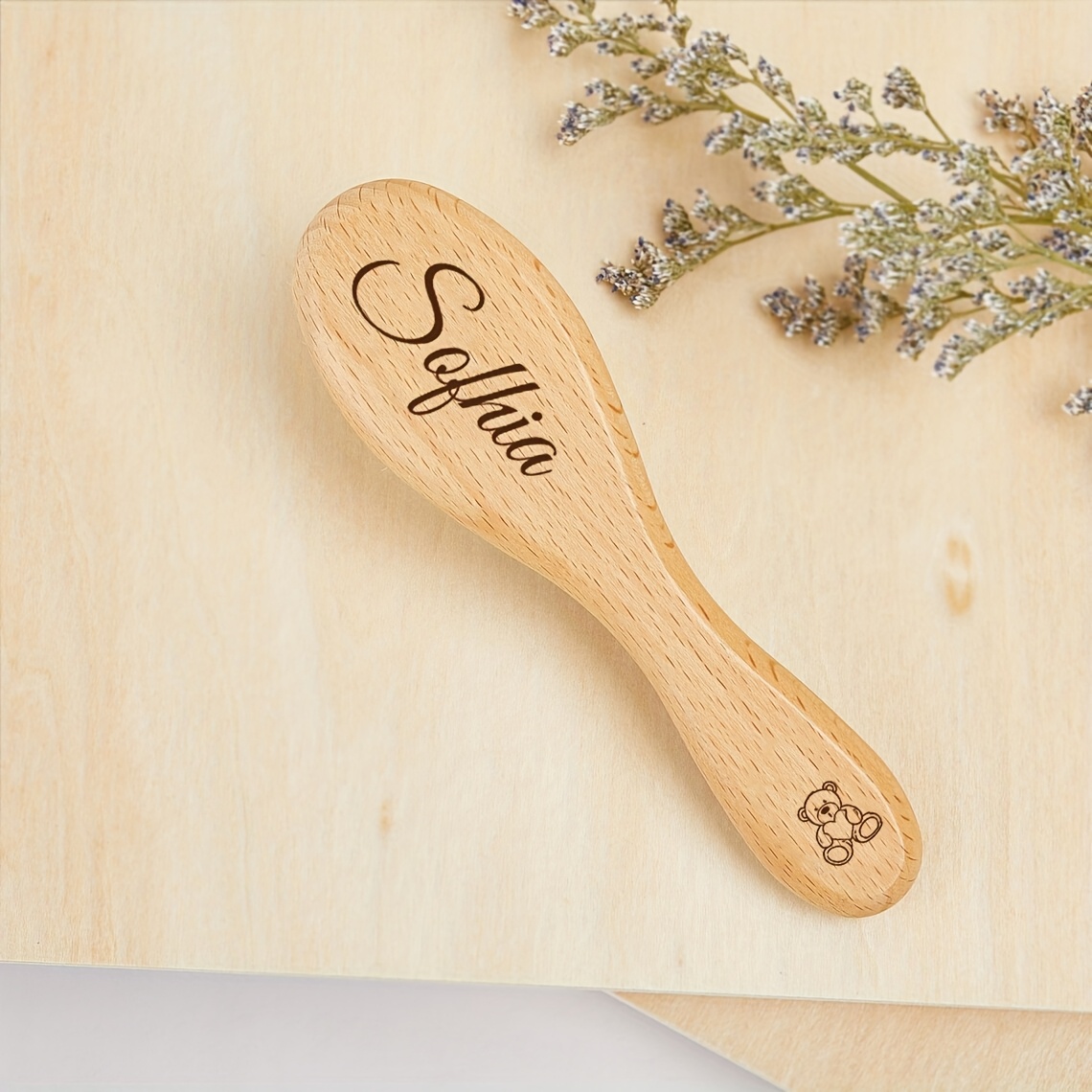 

Personalized Laser-engraved Name Hair Brush With , Bristles, Custom Wooden Handle, Ideal For Normal Hair - Perfect Gift For Birthdays And Holidays, Memorial Gift