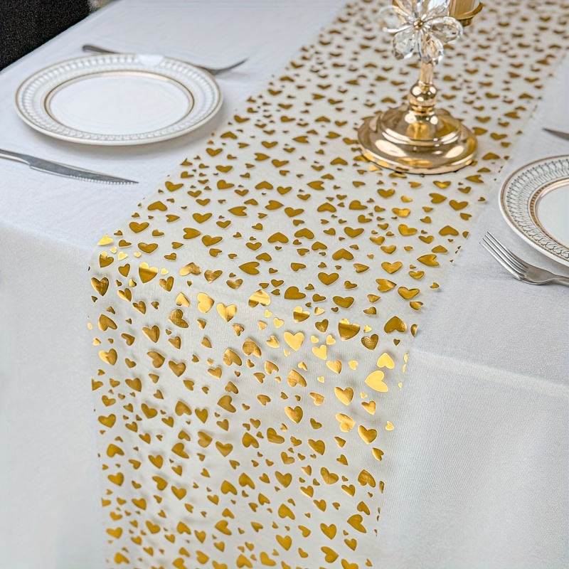 TEMU 's Day Table Runner, Heart Table Runner/tablecloth/red And White Heart Table Runner (11inch*108inch/196inch/393inch), Suitable For Valentine's