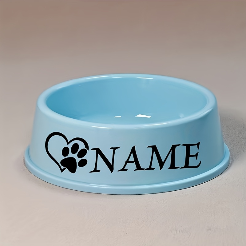 TEMU [customization] 1pc Personalized Pet Food Bowl - Custom Name Feeding Dish With Paw Print Heart , Suitable For Dogs And Cats - Ideal For Food And