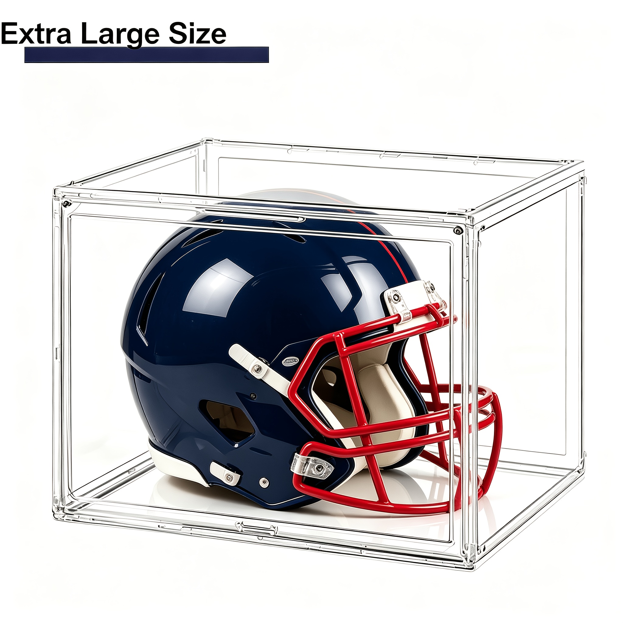TEMU 1/2pcs Xl Clear Stackable Acrylic Storage Bins With Magnetic Lid, Dustproof Large Showcase For Helmet, Figures Collectibles, Shoe, Book, Bag