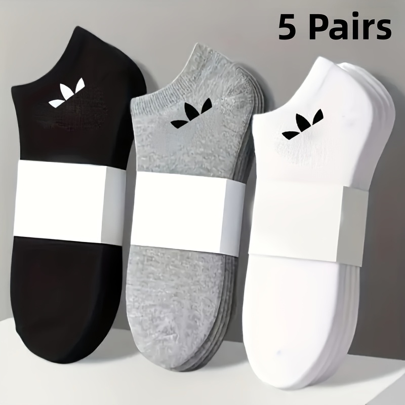 TEMU 5 Pairs Unisex Breathable Moisture-wicking Seamless Socks - Lightweight Suitable For Sports, Gym, Travel & Casual Attire, Solid Color (/black)