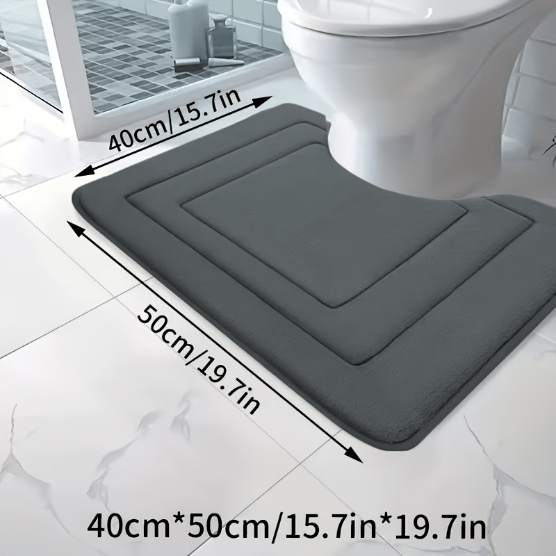TEMU 1pc Flannel U-shaped Toilet Mat Bathroom Decor And Additions Floor Mat, Soft Comfortable Non-slip Bathroom Carpet, Machine Washable Quick-dry