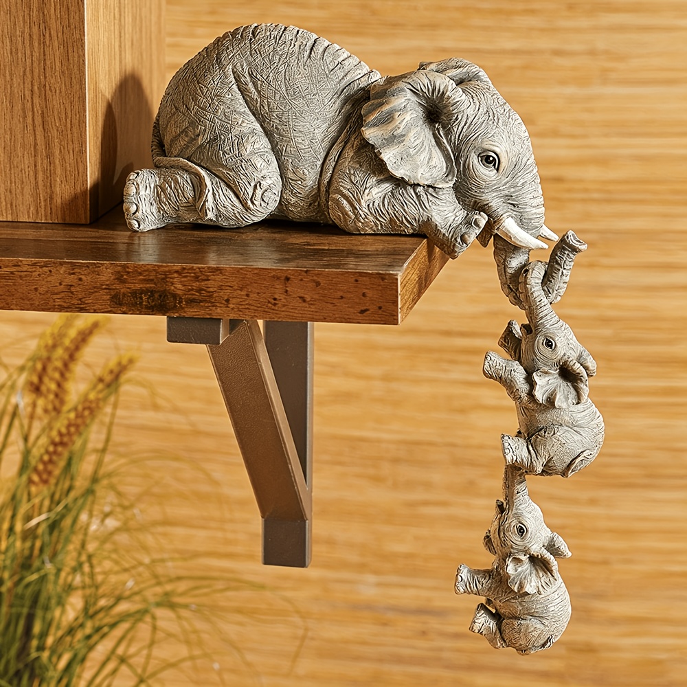 Image of 3pcs Set Cute Elephant Hanging Decorations Resin Decorative Crafts Ornaments Home Decor Room Living Room Bedroom Desktop Micro Landscape Small Ornaments Gifts