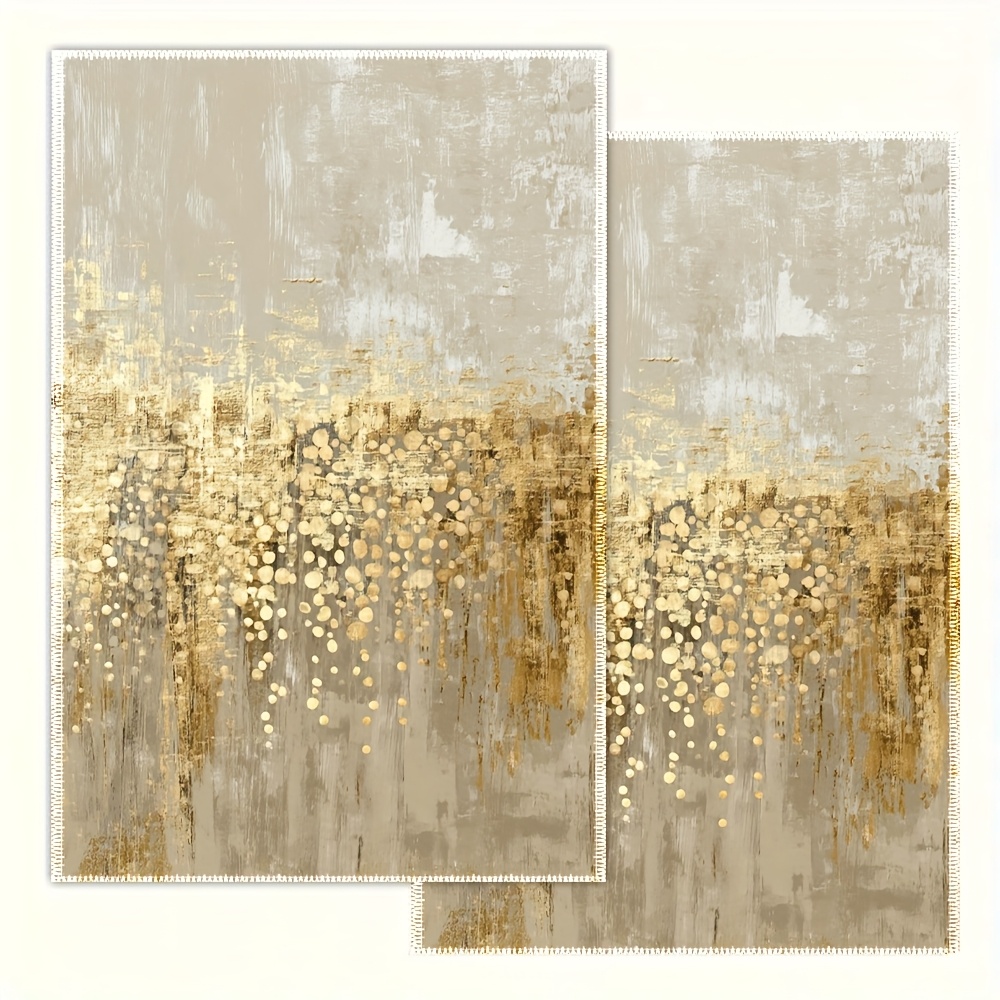 TEMU Lot de 2 torchons de cuisine à impression simple face, mesurant 16X24 pouces, avec des minimalistes beige et dorés. Idéal pour sécher la