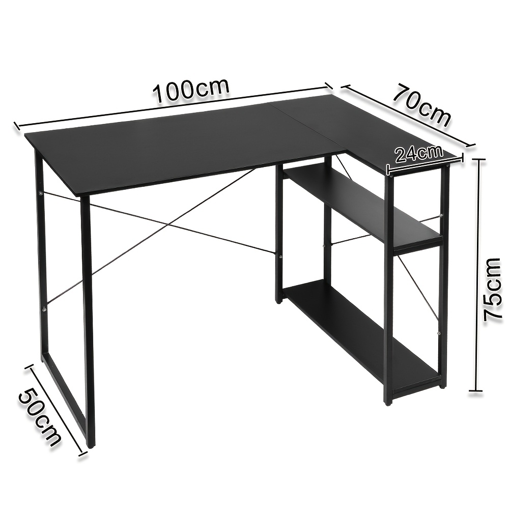 1pc L-shaped With Shelves & Storage Suitable For Home Office, Computer Desk With Wood, Retro Style, Wood, -standing Table, Space- For Small Spaces ()