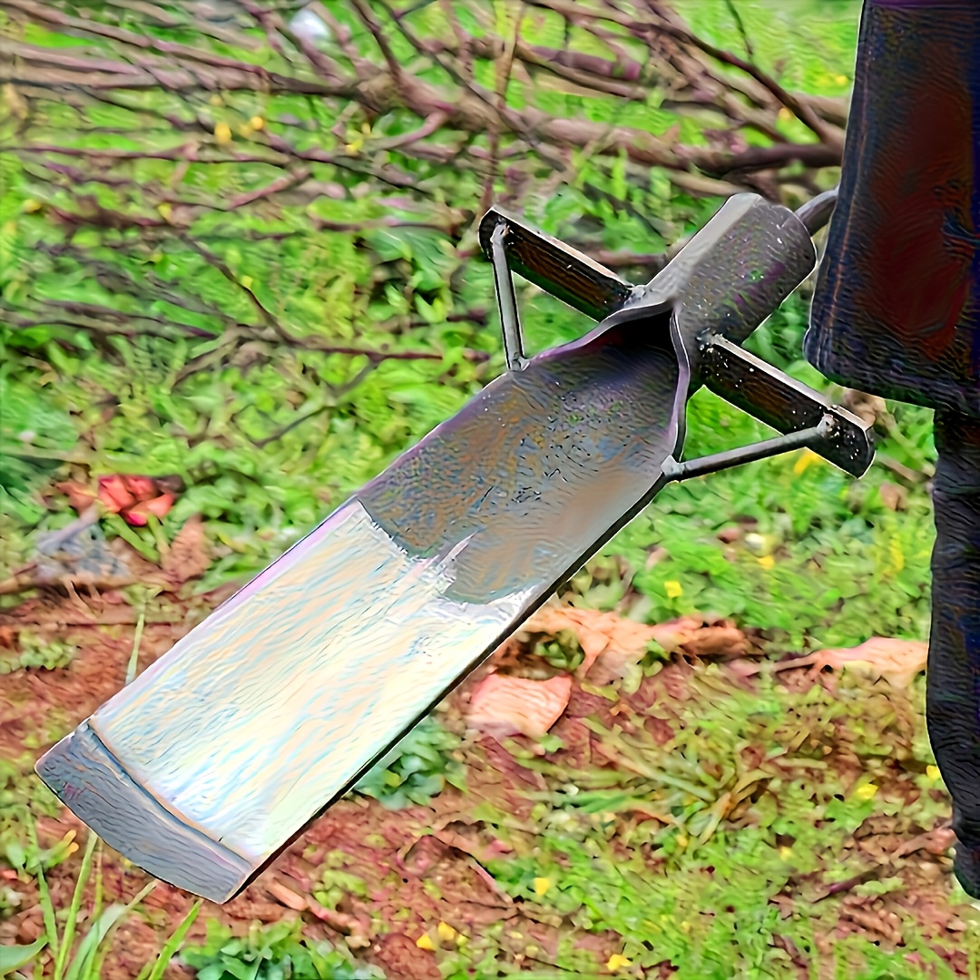 TEMU Home Decoration 1pc Long Handle Gardening Wide Blade Shovel Steel Thickened Heavy Duty | Hardened Edge | Transplanting/excavating/root Breaking