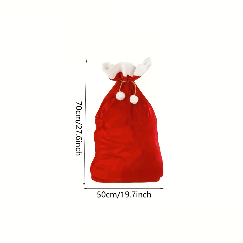 TEMU Gift For Her/him 1pc Santa Claus Velvet Drawstring Gift Bag - Ideal For Christmas Party Gifts And Decorations