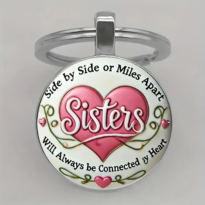 

Family Key Chain Set - Alloy, Round Pendant With Quotations - Perfect Gift For Sisters, Son, Daughter, 's Birthday, Christmas And Thanksgiving