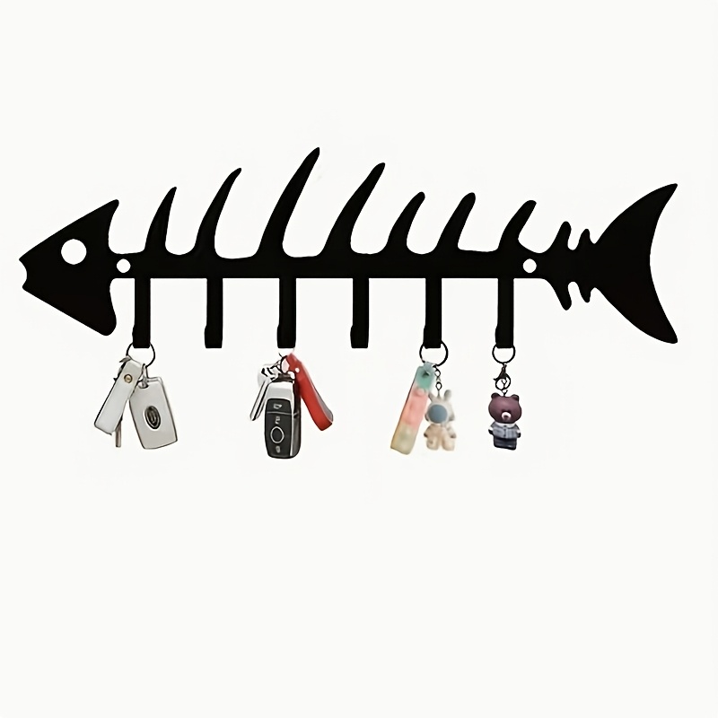 TEMU Ganci da parete in metallo con struttura a spina di pesce per porta chiavi e decorazione murale